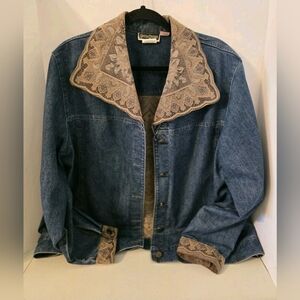 Vintage 90s Gotcha Covered USA Western Floral Jacket Denim Retro Size XL